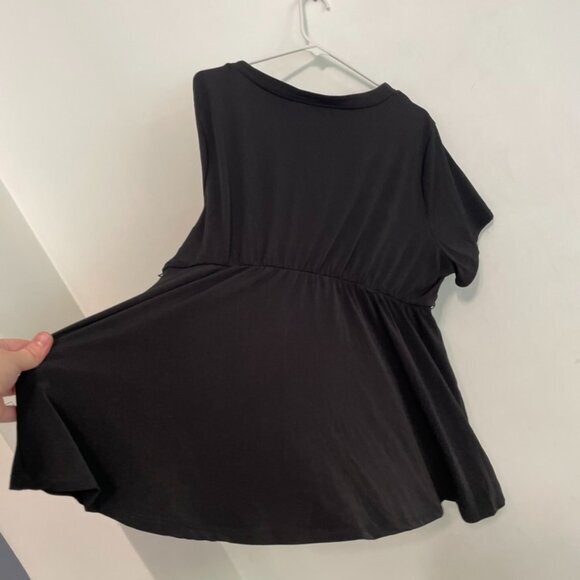 NEW NWT TORRID 3 Plus Size Jersey Knit Faux Wrap Top Black Short Sleeve NO BELT - Picture 15 of 15